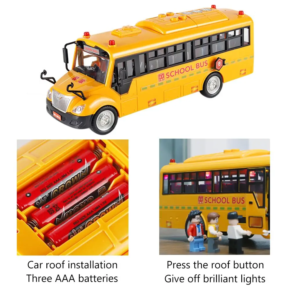 Kids School Bus Inertial Toys Lighting Car Model Interactive Educational Toys for Boys Girls Birthday Christmas Gift