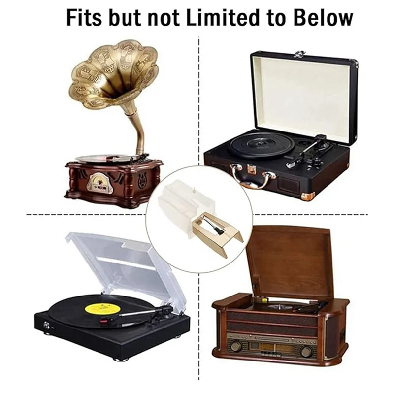 Stabiele prestaties-platenspelernaald, verbeterde gouden platennaalden Stylusvervanging voor Crosley, Victrola, James draaitafel