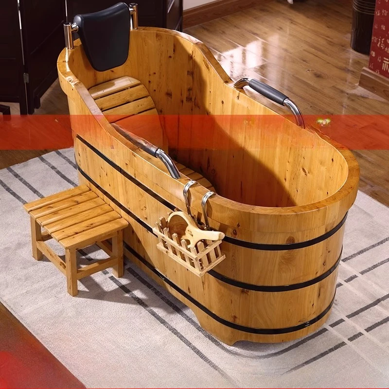 Wooden bucket bath bucket with lid full body fumigation adult commercial beauty salon bath cedar wood bath basin household