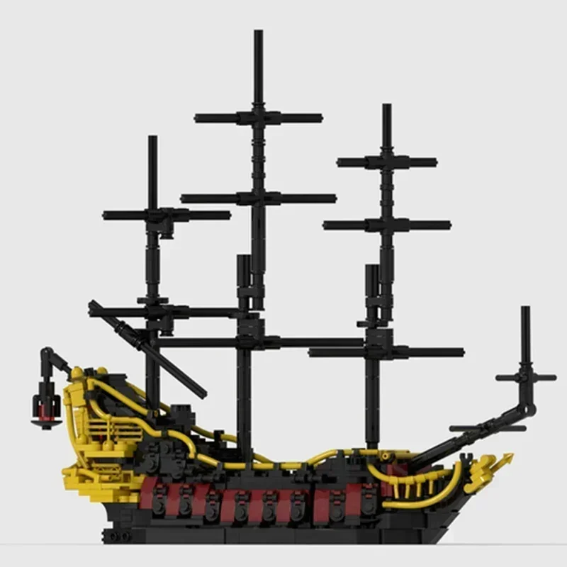 Modelo de navio pirata moc, tijolos de construção, tecnologia de acorazado queen, blocos modulares, presentes, brinquedos de natal, conjuntos diy de montagem