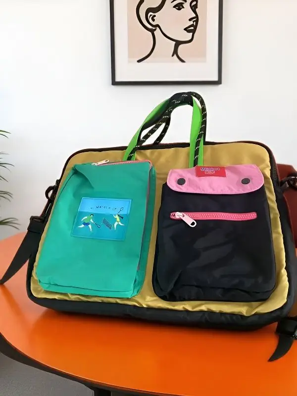 Borse a tracolla portatili per pendolarismo portatile a doppio uso da donna di grande capacità con tracolla a blocchi di colore giapponese da 16 pollici