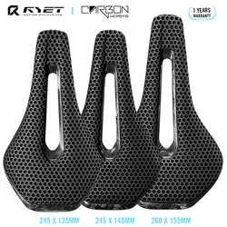 RYET 3D Printed Full Carbon Bicycle Saddle 245*135/145/155mm Bike Saddle for MTB Gravel Road Bike Seat Cushion bicycle parts