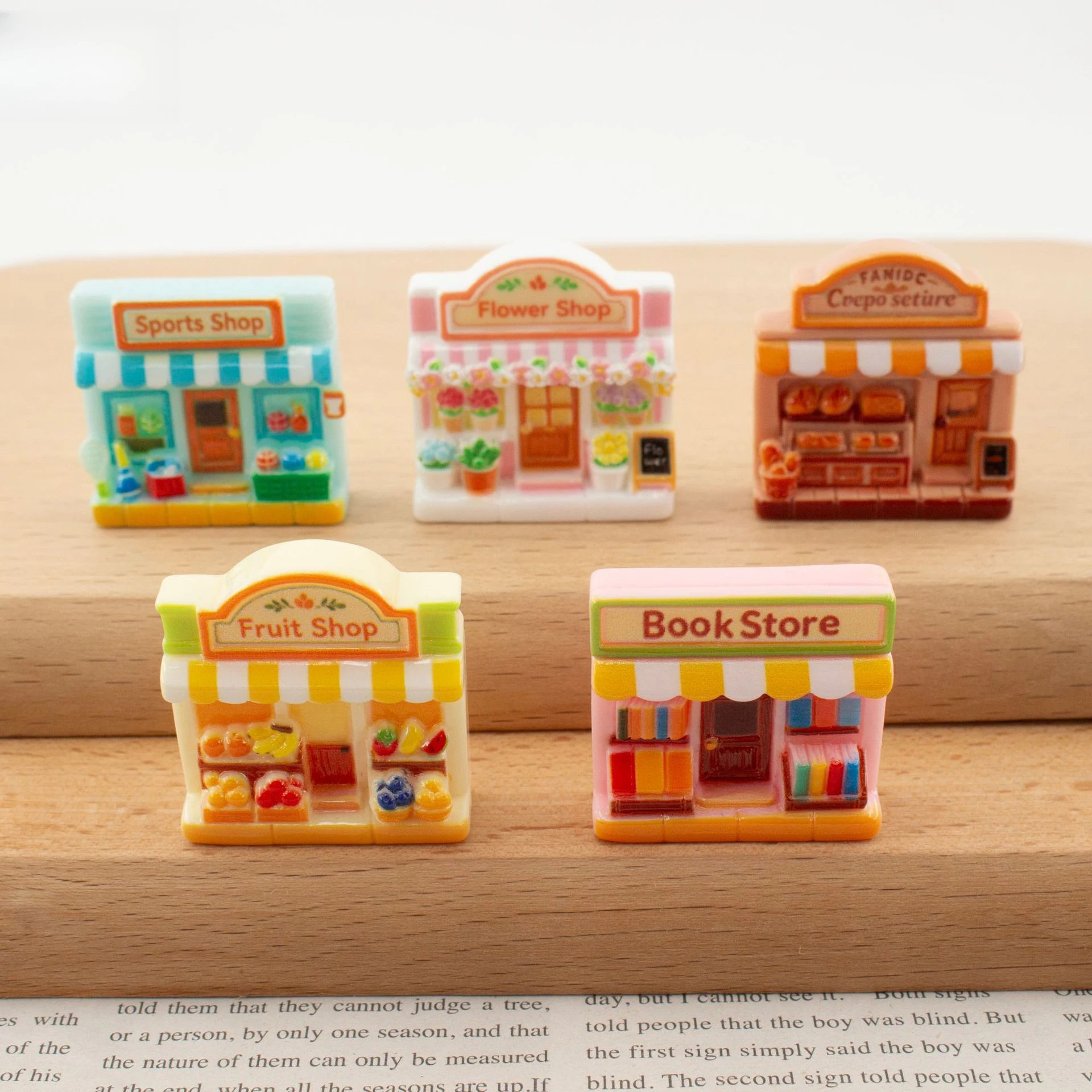 100pcs Cute Mini Book Store Fruit Shop Bread Machine Resin DIY Accessories for Keychain Pendant Decorative Dollhouse Ornament
