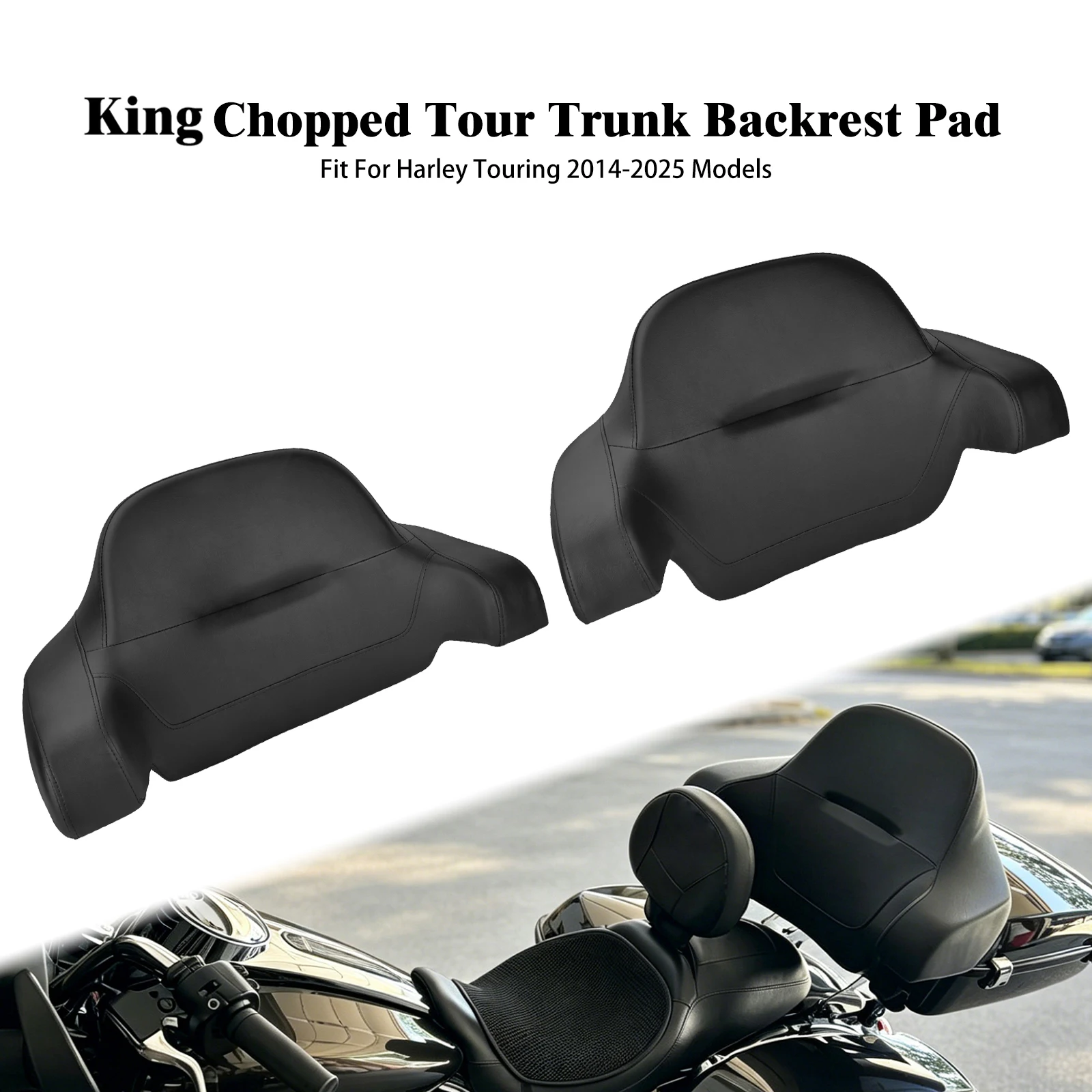 Motorcycle Chopped King Style Backrest Comfort Cushion For Harley Touring Street Electra Glide Road King 2014-2025 Passenger Pad