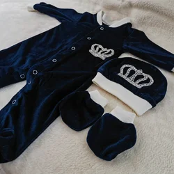 Dollbling Newborn Baby Girls Velvet Romper Winter Christmas Crown Outfit Long Sleeve Bodysuit Winter Clothes for Photo Shoot