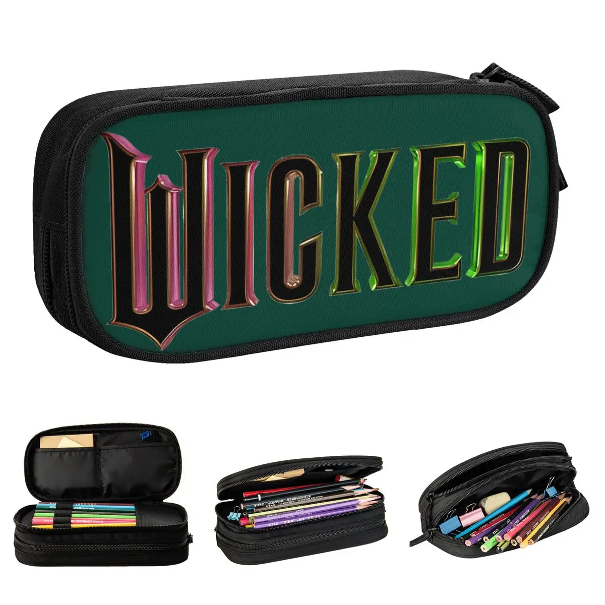 Wicked Elphaba & Glinda Pencil Cases Musical Movie Pencilcases Pen Box for Girl Boy Big Capacity Bag Office Zipper Stationery