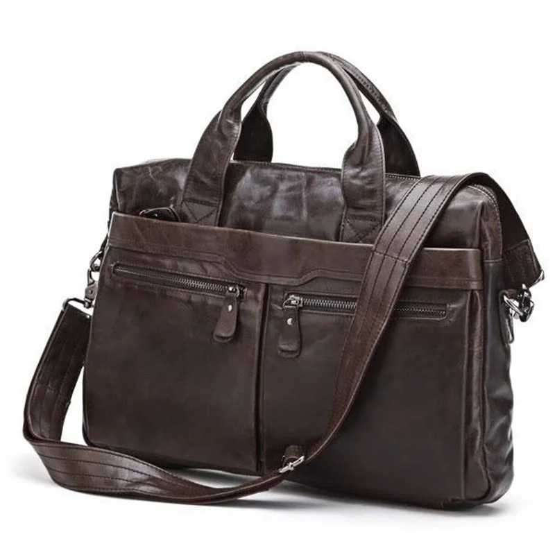 Leather Luxury Genuine Briefcase Men Business Bag Office Laptop Male Messenger Tote Free Shipp