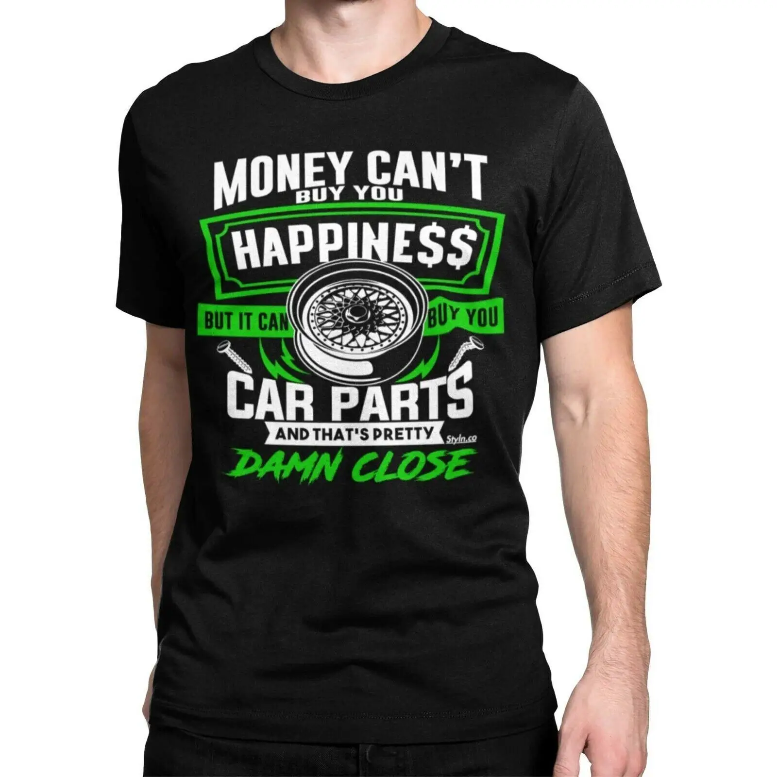 

Money Buys Car Parts Happiness T Shirt Black S 3XL JDM Boost Turbo Mechanic Auto