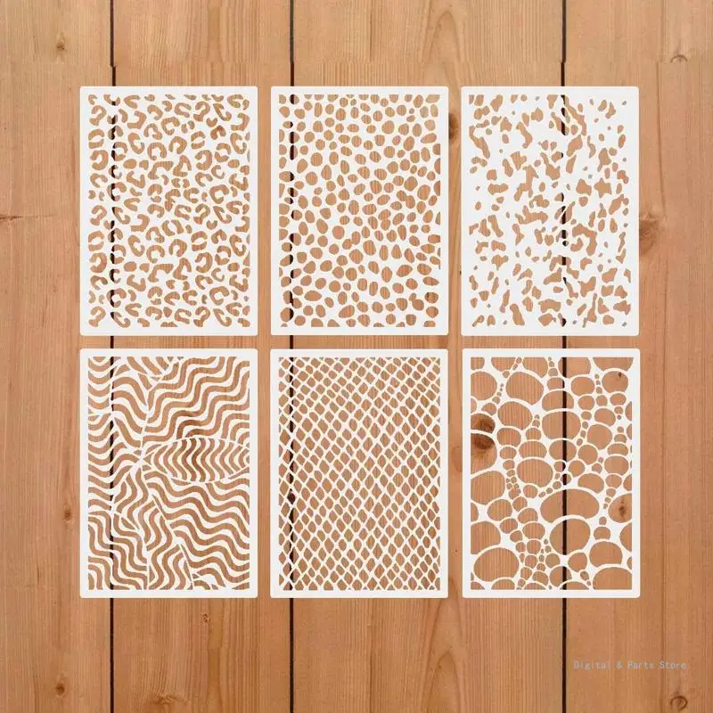 

M17F 12 Pcs Leopard Skin Stencils Embossing Template Painting Repeatedly Home Wall Decorative for DIY Handmade Lover Present