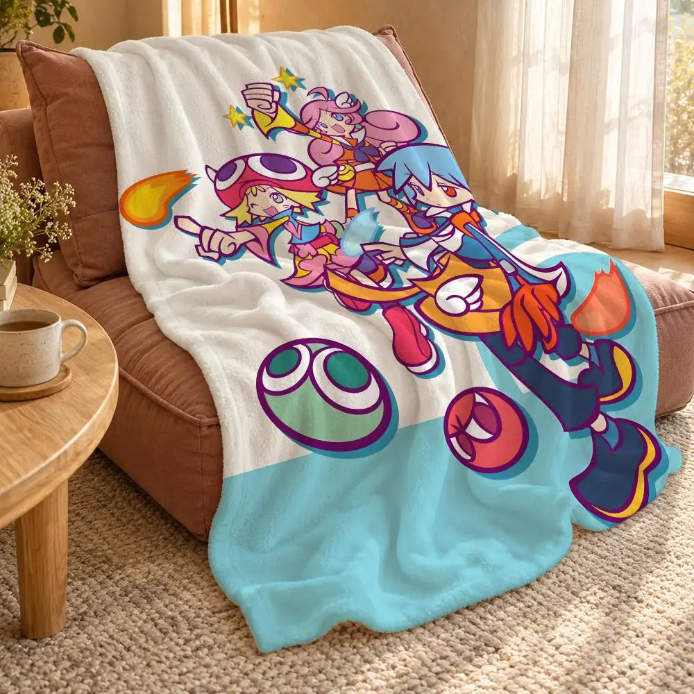 Puyo Pop Fever Throw Double Sided Flannel Throw Blanket Soft Travel Camping Sofa Bed Home