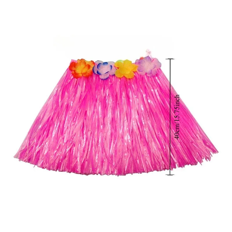 Ensemble de fête jupe en herbe 30-80CM, Costume hawaïen élastique pour enfants et adultes, accessoire de spectacle et de déguisement Tropical