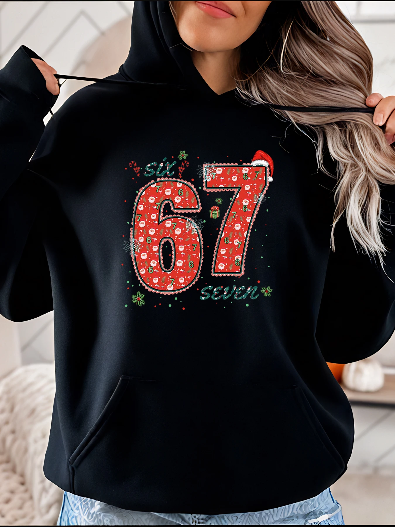 

Рождественская толстовка с капюшоном 67, праздничный дизайн, женская повседневная толстовка, праздничный наряд для рождественской вечеринки