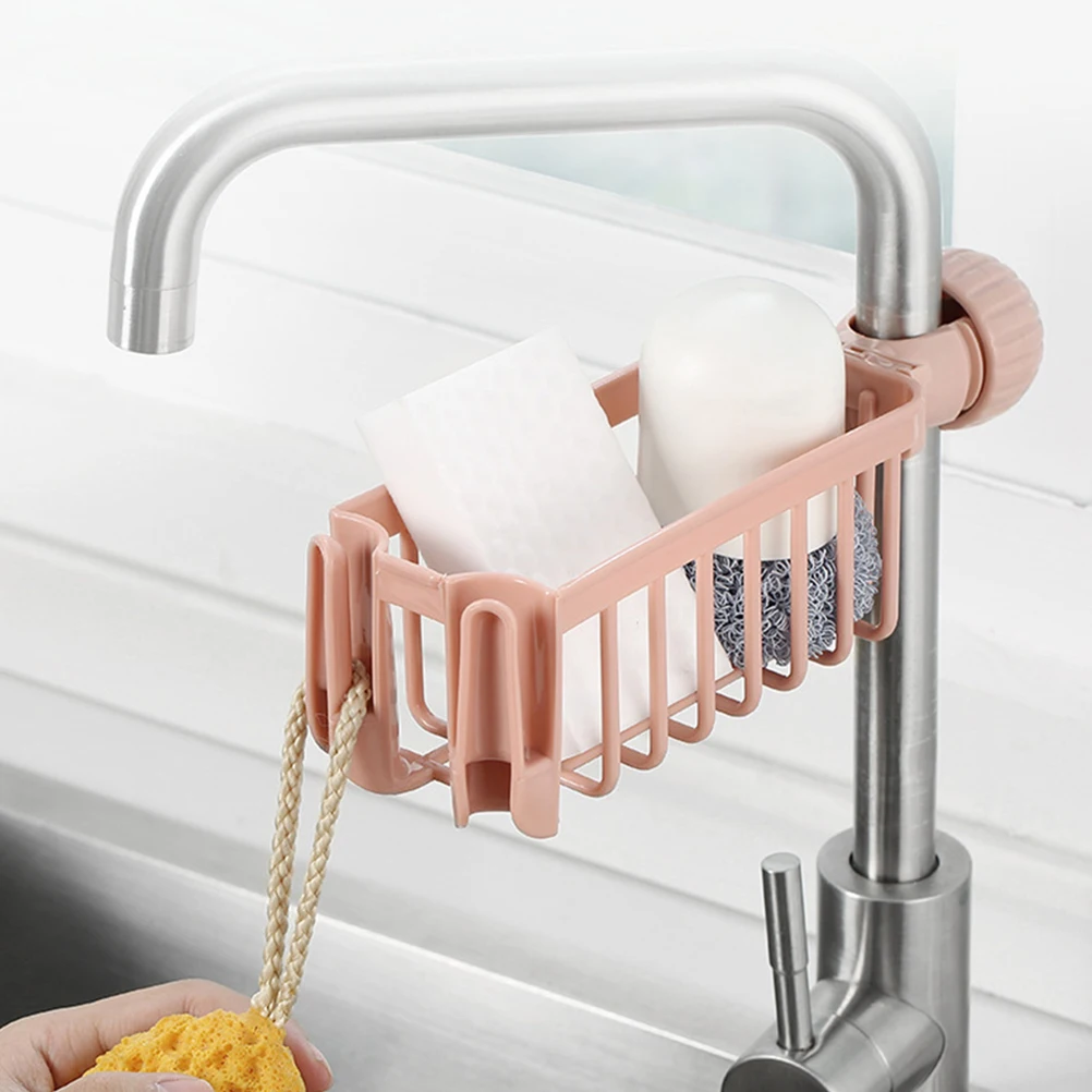 

2pcs Towel Bar Draining Rack Kitchen Sink Storage Organizer Clamp Design No Drill Required Adjustable Sponge Holder Faucet Mount