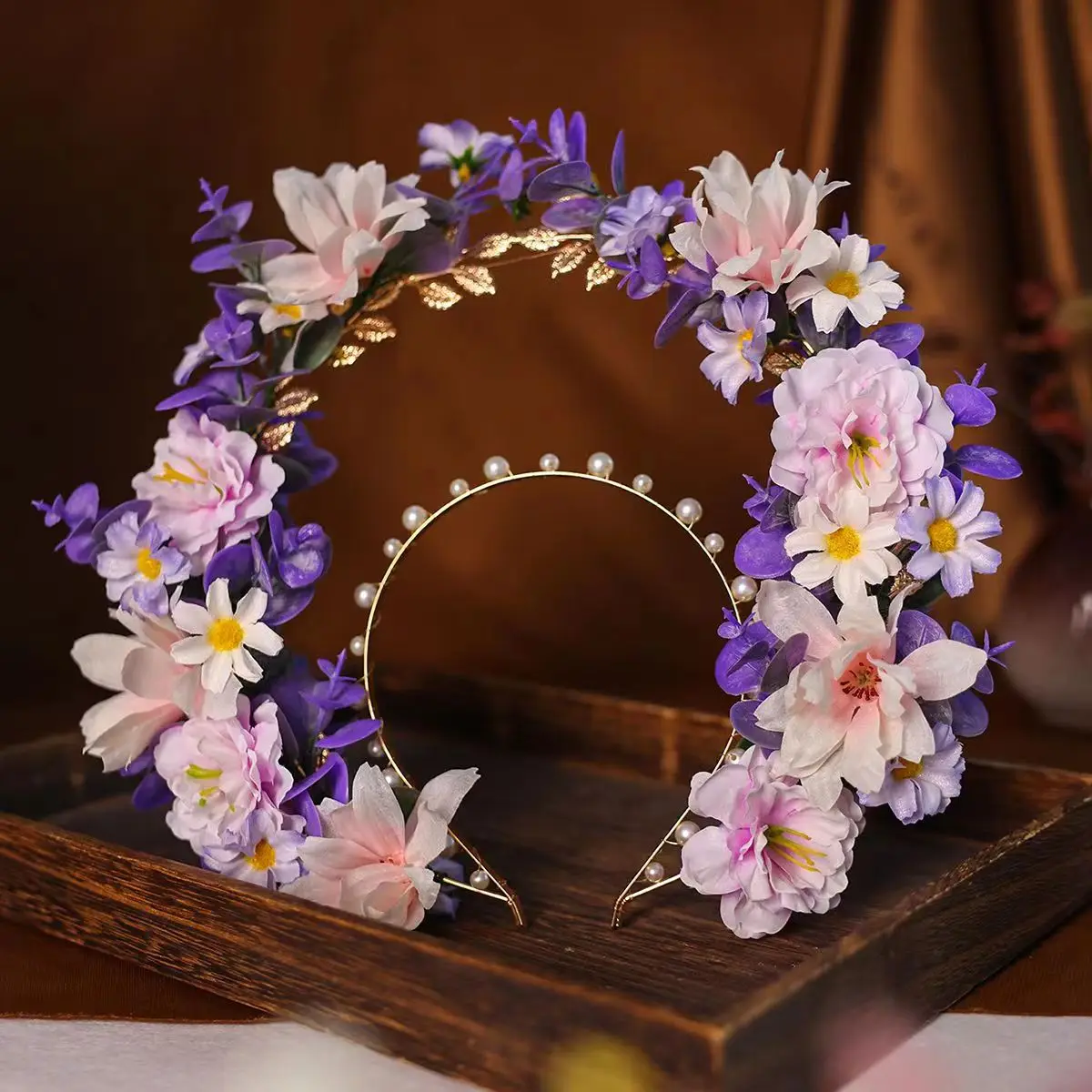 New Handmade Hairpin Hoops and Crown Headwear 3D Headwear Flower Ring Rural Vacation and Photography Hair Accessories