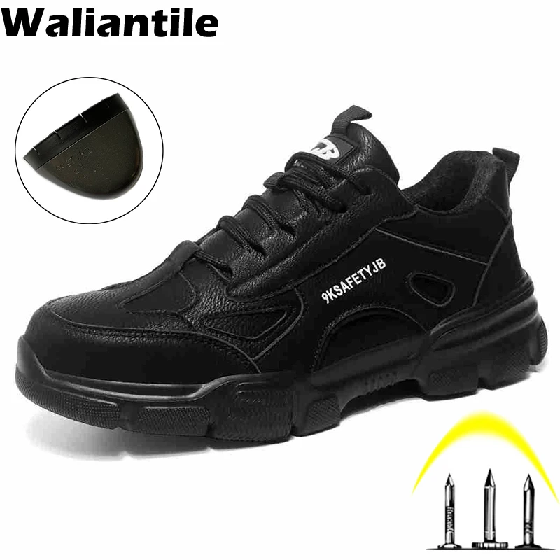 

Waliantile Men New Work Safety Shoes For Daily Construction Working Boots Steel Toe Puncture Proof Indestructible Sneakers Male