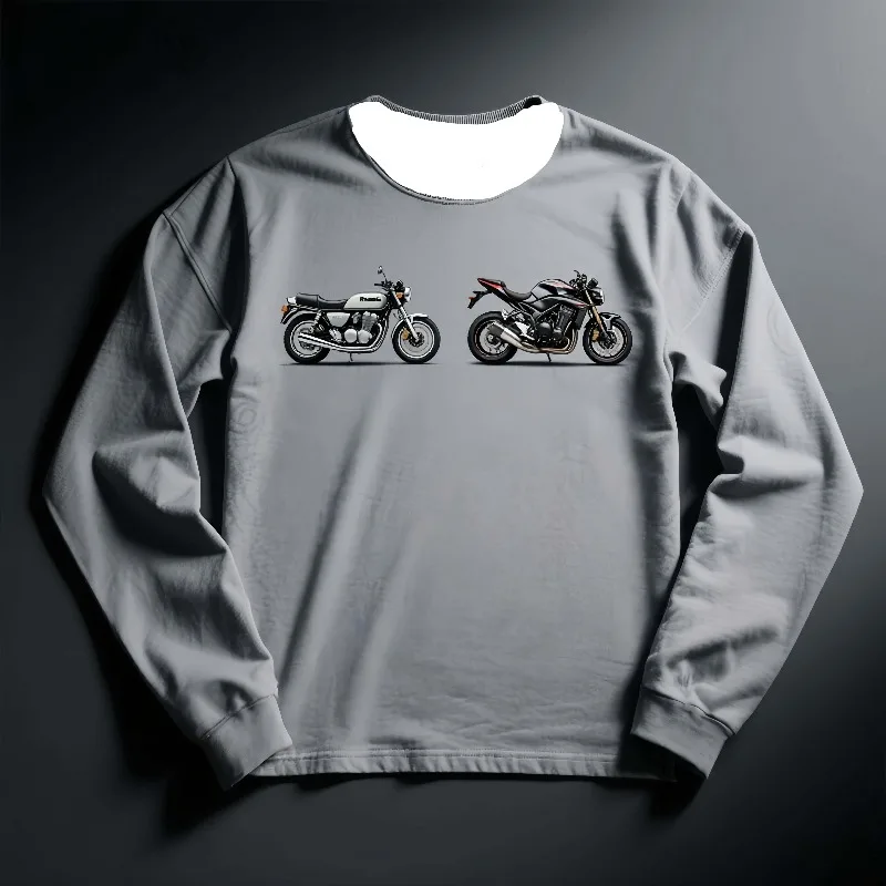 

MOTO-New Adult Long - Sleeve T - Shirt with Motorcycle Print
