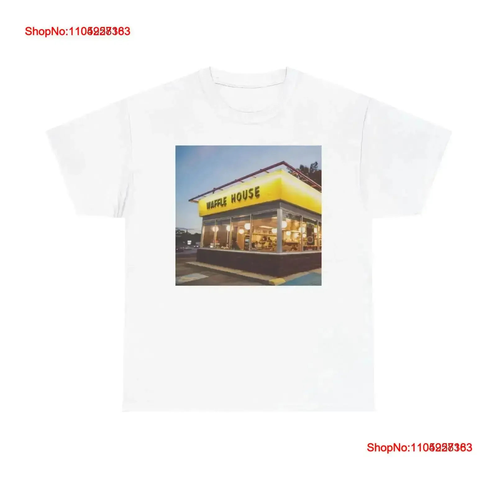 

Футболка «Вафельный домик», забавный винтажный универсальный топ из плотного хлопка для повседневной носки, слегка винтажная стираная футболка с рисунком
