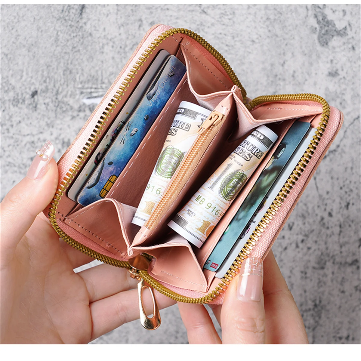 2024 New Japanese and Korean Cute Cartoon Short Wallet Female Mini Large-capacity Portable Student Zipper Coin Purse image 6