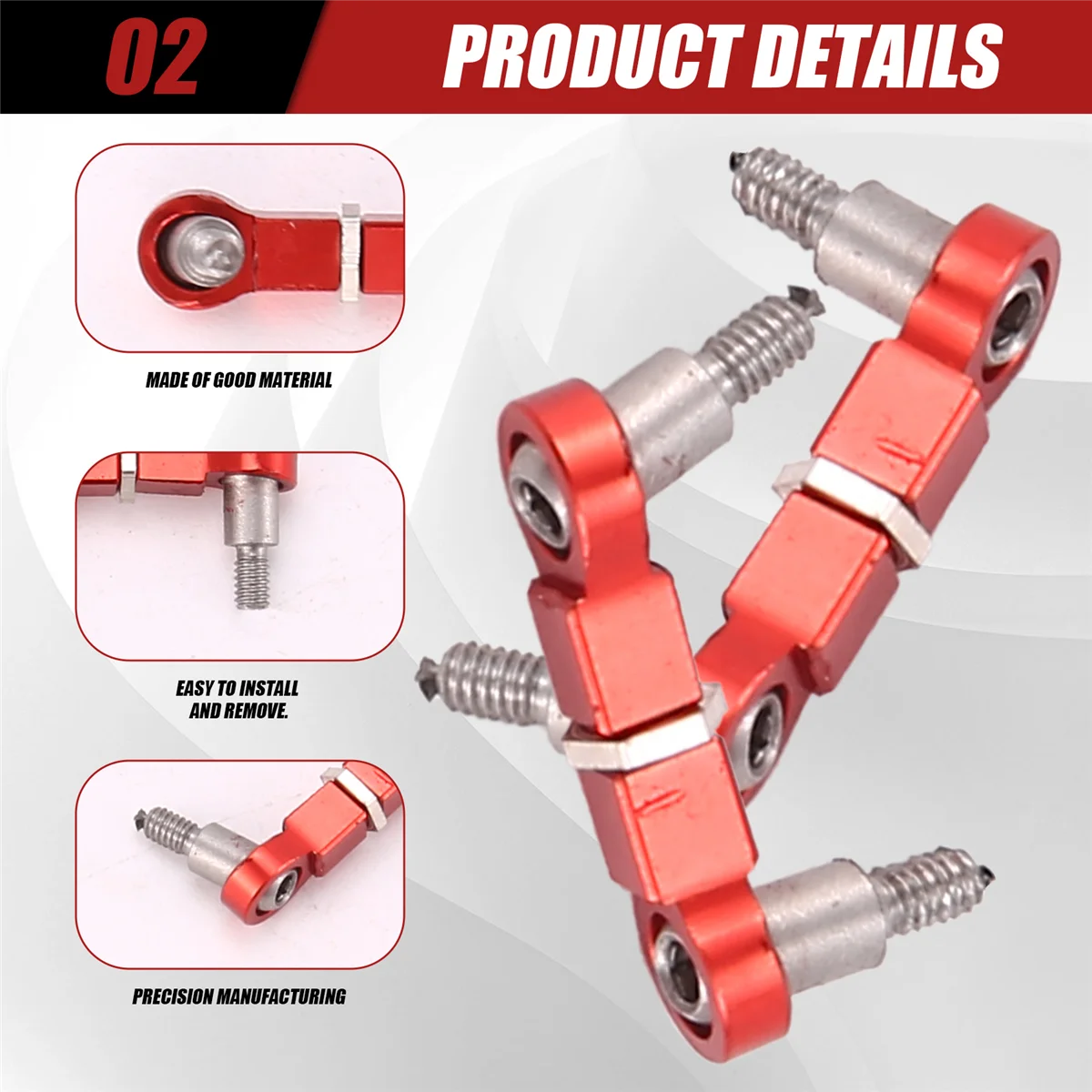 Baaa-metal traseiro bola conjunta haste ligação para wltoys k969 k979 k989 k999 p929 p939 1/28 rc carro atualizações peças acessórios, vermelho