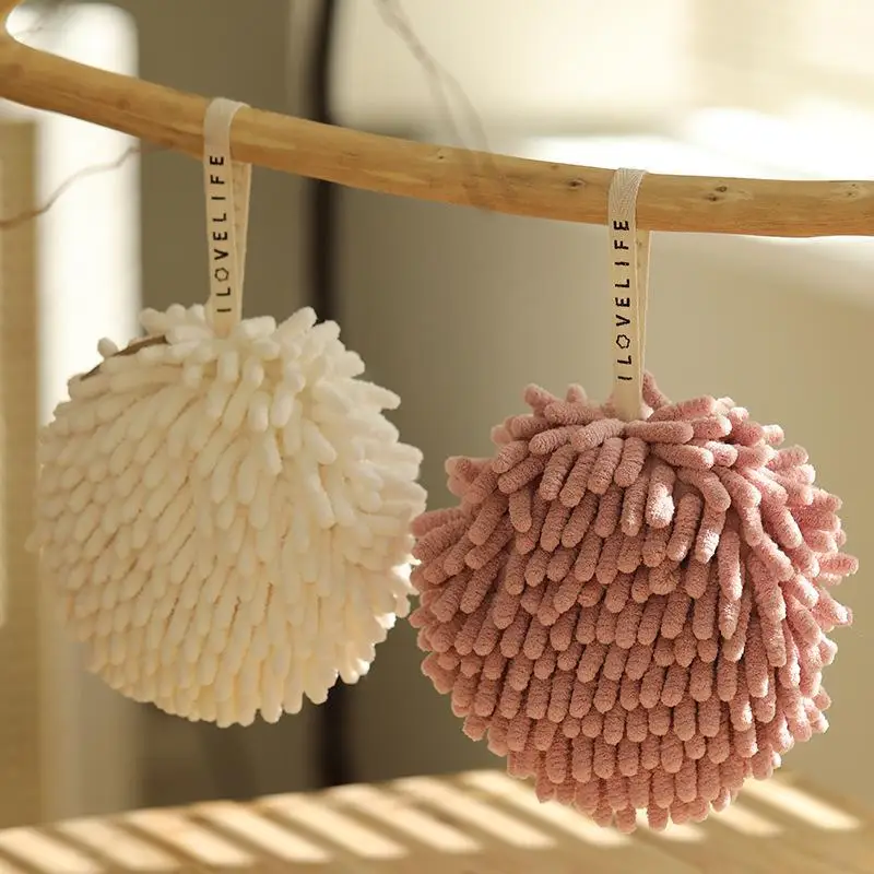Cute Hanging Plush Handball Japanese Style Ultra-fine Fiber Water Absorbing Ball Kitchen Bathroom Circular Cleaning Towel