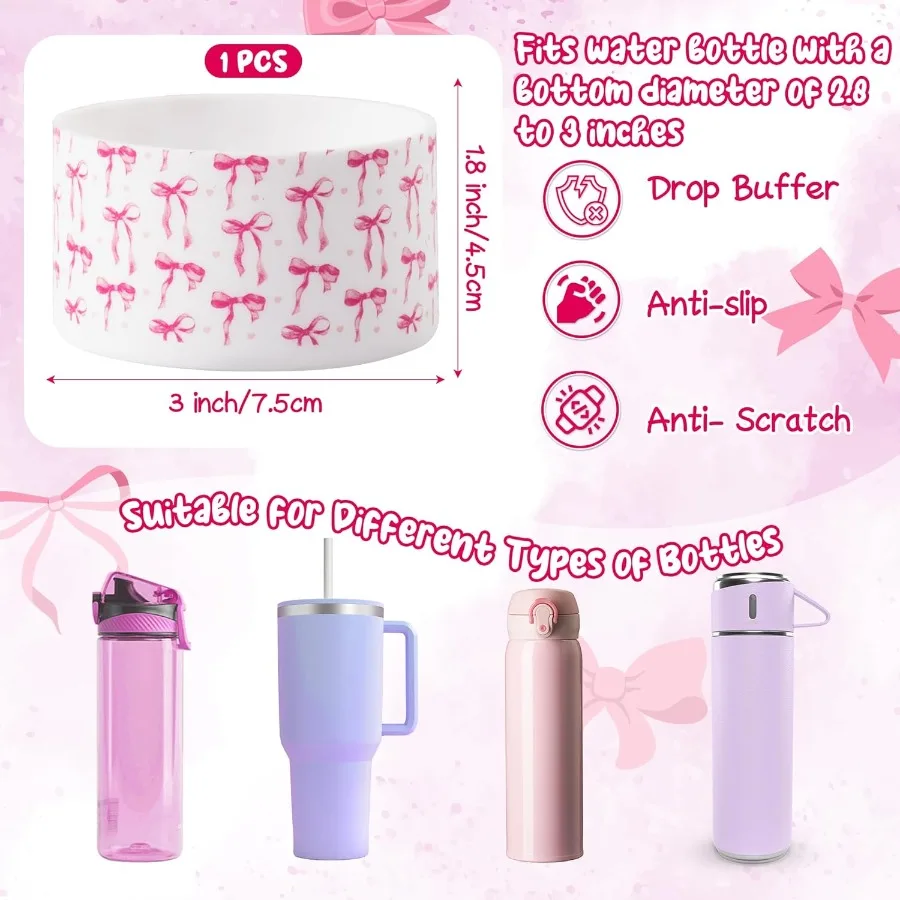 Coquette الوردي القوس سيليكون التمهيد لكوب 30 40 أوقية المضادة للانزلاق سيليكون التمهيد ل IceFlow الوجه 30 20 أوقية زجاجات مياه أسفل Prot