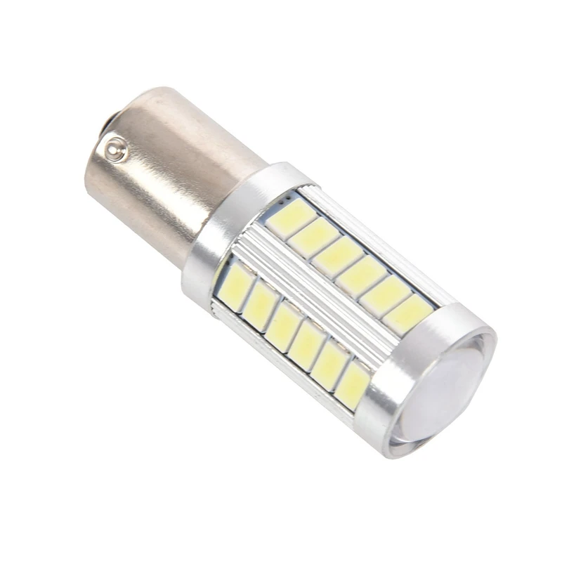 4X BA15S 12V White LED Sidelight Indicator Car Light Bulb 1156 P21W Silver 33-LED