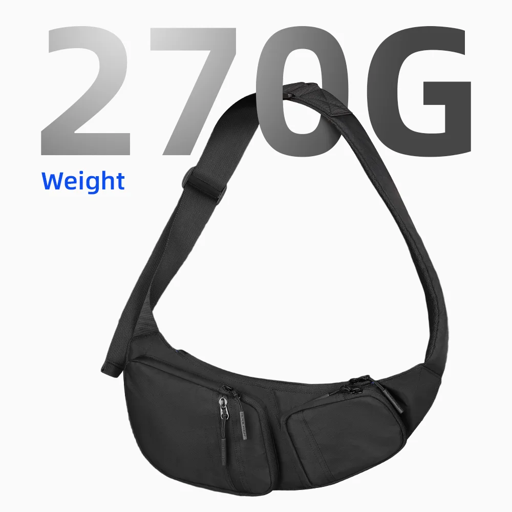 HcanKcan Casual Men's Shoulder Bag Lightweight Waterproof X-Pac Fabric Crossbody Bag Multiple Pockets Outdoor Travel Waist Pack