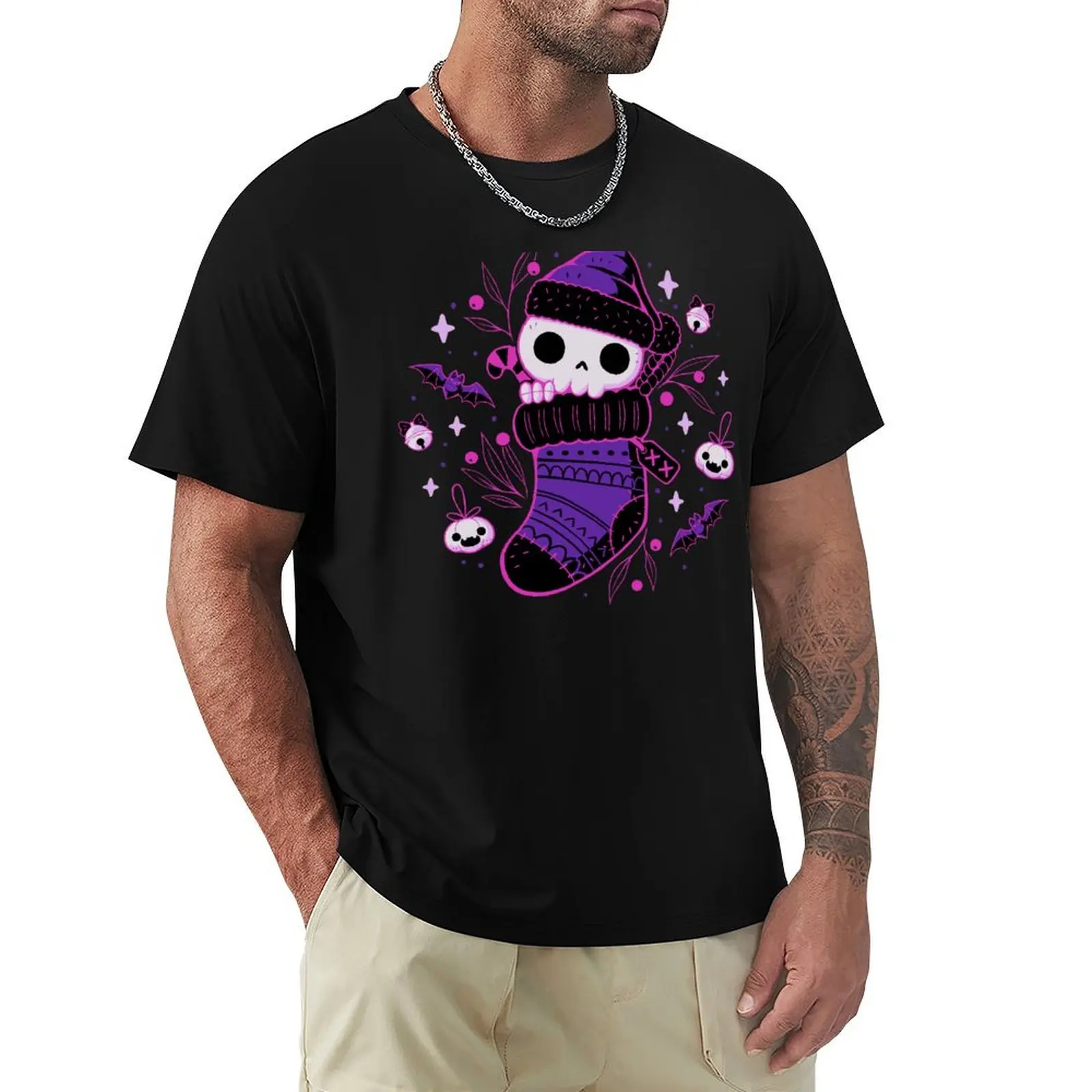 

Creepy Cute Christmas Stocking Skull T-Shirt custom t shirt funny gifts korean fashion mens graphic t-shirts hip hop