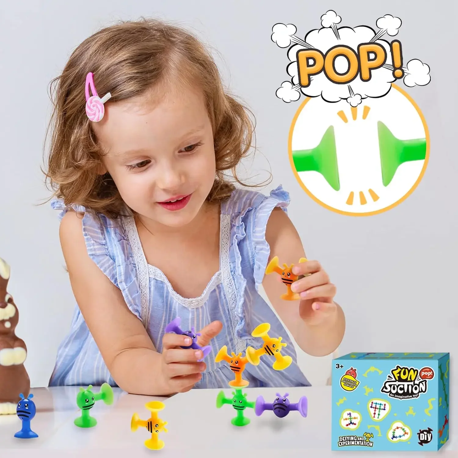 Juego de juguetes con ventosa para abejas pequeñas, bloques de construcción suaves con ventosa Pop, juego interactivo para padres e hijos, juguetes para baño con ventana