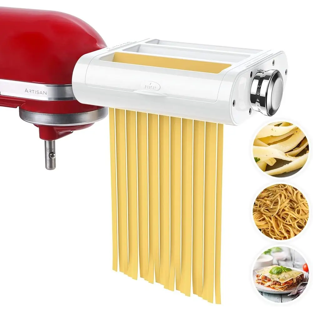 

3-in-1 Pasta Maker Set with Sheet Roller, Spaghetti and Fettuccine Cutters, and Cleaning Brush