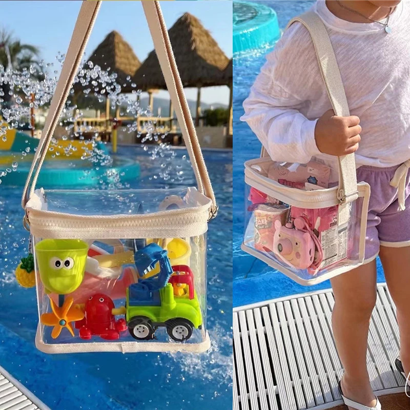 Bolso de hombro informal para niños, bolsa de cristal transparente para aperitivos, almacenamiento de natación, bolso de juguete, monedero de mensajero para bebé