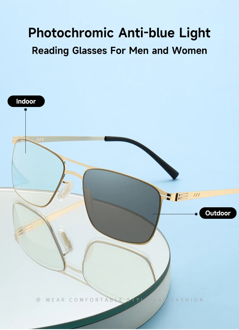 Neue Photochrome Anti-blau Licht Lesebrille Männer Frauen Hohe Qualität Blockieren Blau Licht Leser Doppel Brücke Brillen – Detail 1
