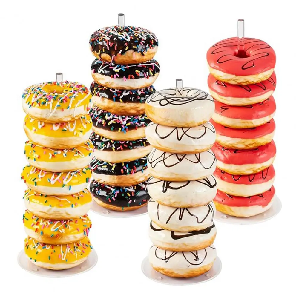 Acrylic Donut Stand Cake Doughnut Holder with Anti-Slip Feet Quick Assembly Clear Donut Display Stand Tower