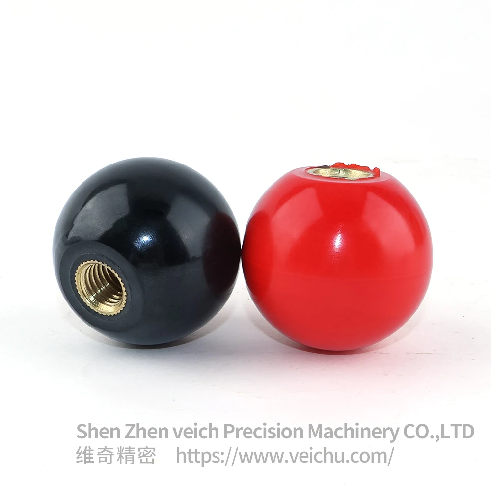 VCN910 Black Red M4-M16 Round Ball Handle Lever Knob Grip for Furniture and Machine Tool Replacement Round Ball Knobs