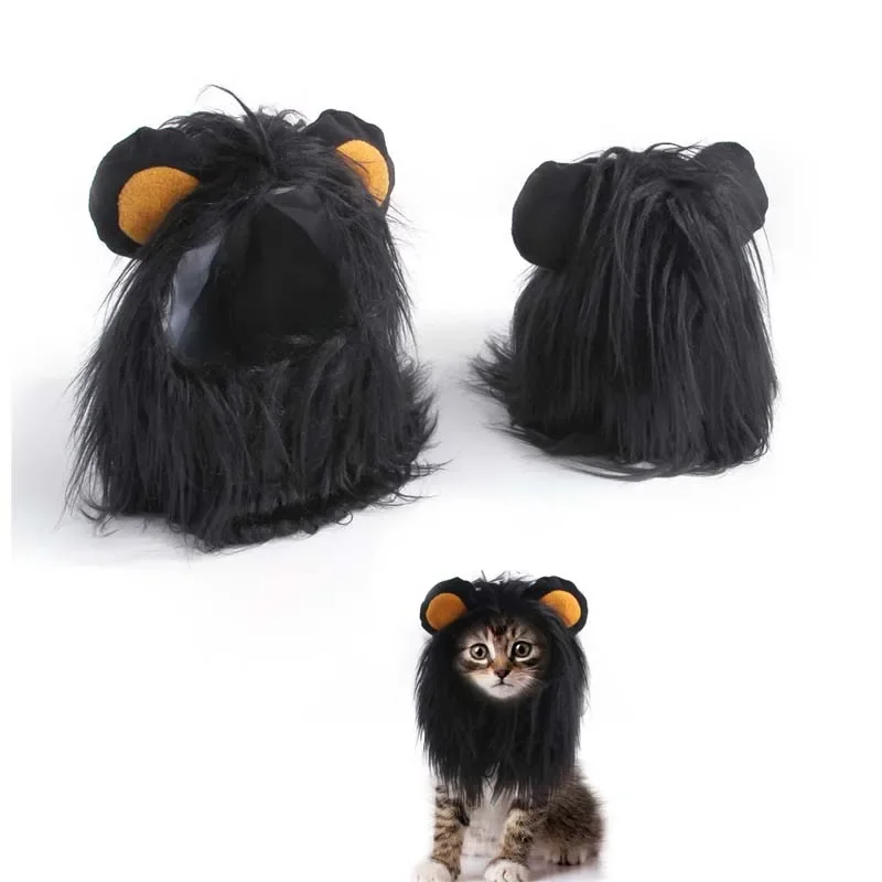 Cute Pet Decration Lion Mane Cat Wig Hat Dogs Cat Small Pet Decor Accessories Lion Wig Fancy Hair Cap Pet Supplies Hats for Cats