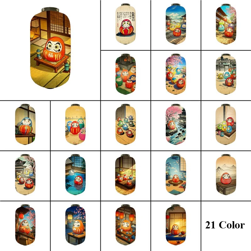 Japanese Traditional Paper Lantern Bodhidharma  Art Pattern Ukiyo-E Style Lantern Decor Restaurant Cuisine Sushi Shop Advertis