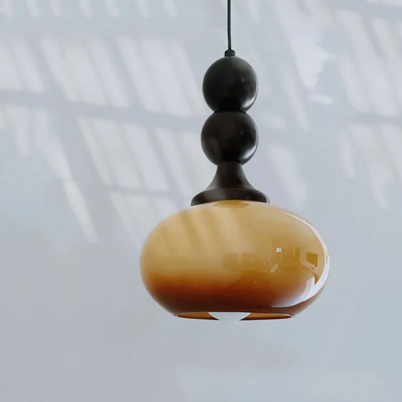 [Retro French Middle Ancient Cream Single Head Pendant] Bedroom Head Hanging Line Lamp Master Bedroom Decorative Lighting Modern