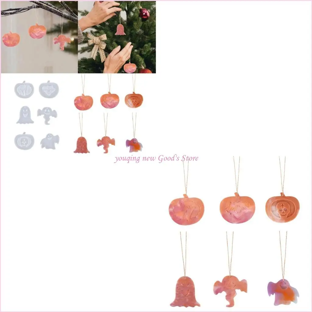 

57QA 6x смоляные формы призрак тыква серьги смоляная форма призрак силиконовая форма DIY эпоксидная форма для брелока кулон