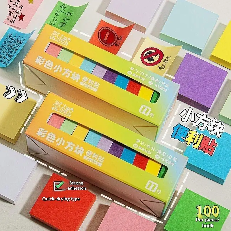 11Pcs Vibrant Fluorescent Sticky Memo Pads Self-Adhesive Note Sheets for School Office Planner Supplies
