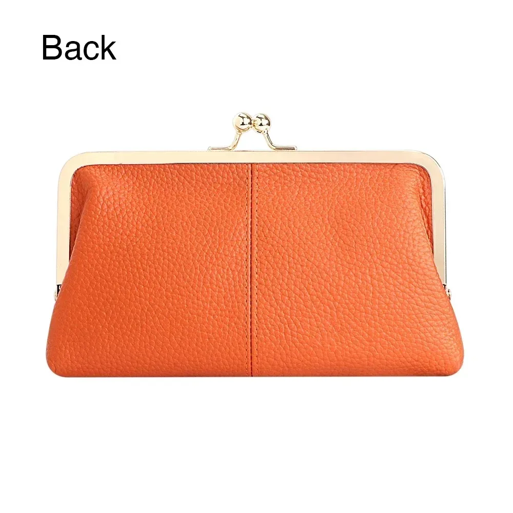 URBAN MASTER Fashion RFID Kiss Lock Wallet Solid Color Multi-card Slots Card Holder Genuine Leather Clutch Purses for Women 1468