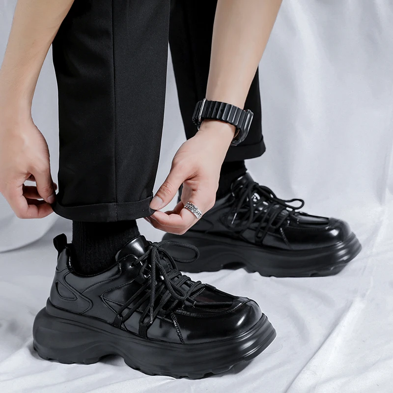 Luxury Fashion Platform Trend Men Black Autumn Small Leather Shoes Versatile Japan Korean Business Casual Shoes Suit Men's Shoes