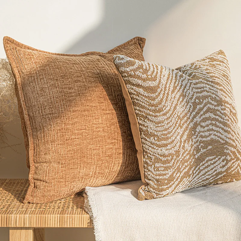 30x50/45X45/50x50CM Brown Coffee Throw Pillow Cover Homestay Stamping Waist Cushion Cover Decor Home Decorative Pillowcase
