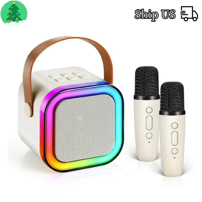 Portable Home KTV Karaoke Machine | 2 Wireless Mics + Bluetooth 5.3 Hi-Fi Speaker | RGB Design & Kid Birthday Gift