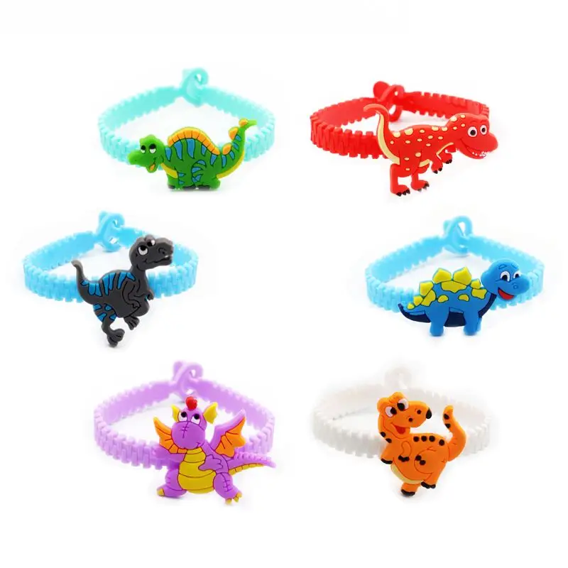 6pcs Jurassic Dinosaur Wristband Rubber Bangle Bracelets Birthday Party Decorations Kids Gifts Jungle Party Decoration supplies