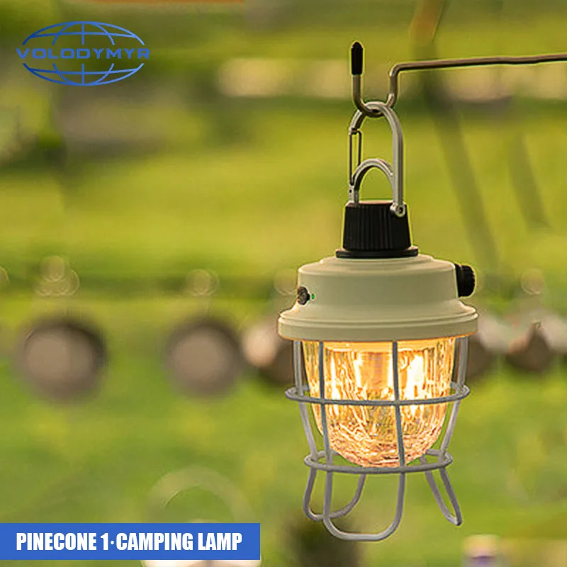 

VOLODYMYR Vintage Camp Lamp Lighting Tent Atmosphere Light Hanging LED Camping Lantern for Car Repair Checking Inspection