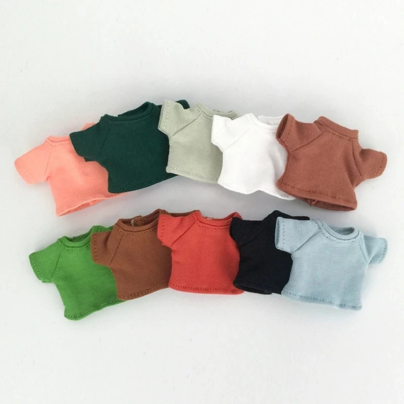 1 PCS New ob11 bjd Doll Clothes T-shirt Denim Shorts for 1/12 bjd, obitsu11,ob11 molly doll Accessories Clothing INS Solid Color