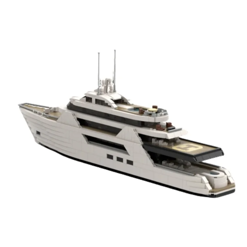 Maritime Transportation Boat Model MOC Building Bricks Mega Yacht Modular Technology Gifts Holiday Assemble Children Toys Suit