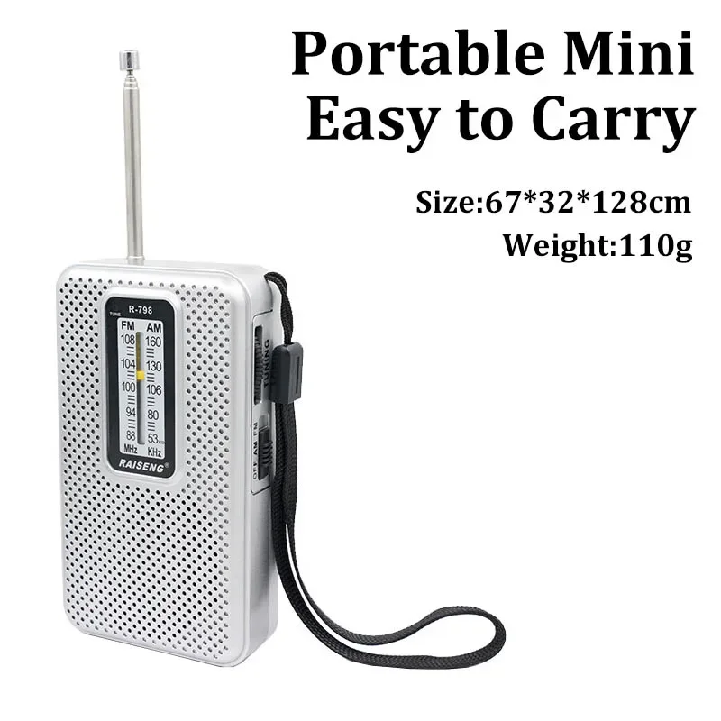 راديو جيب محمول صغير FM/AM ثنائي النطاق أجهزة الراديو العالمية مع 3.5 مللي متر سماعات جاك/هوائي عالي الحساسية/مكبر صوت #6