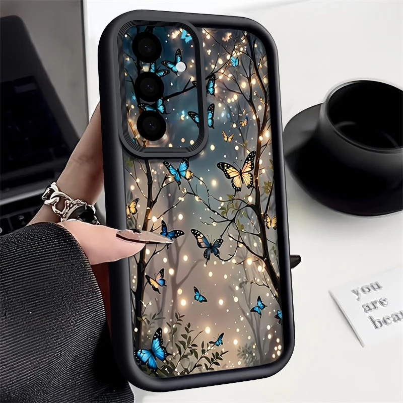 Funda de teléfono con estampado de mariposa que brilla en la oscuridad para Samsung Galaxy S26 S25 S24 S23 S21 Ultra S25 Edge S24 S25 FE S22 Plus, funda suave