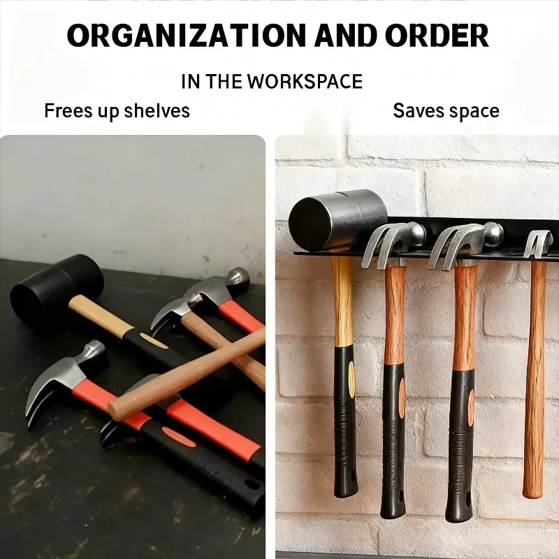 Wandmontierte Hammerhalterung Platzsparender Wandwerkzeug-Organizer Aufbewahrungsregal Stahl-Scherenhalter für Werkstatt, Schuppen, Garage, Zuhause – Detail 4